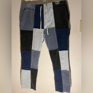 PacSun Men's Corduroy Patchwork Pants - Black, Blue, Gray